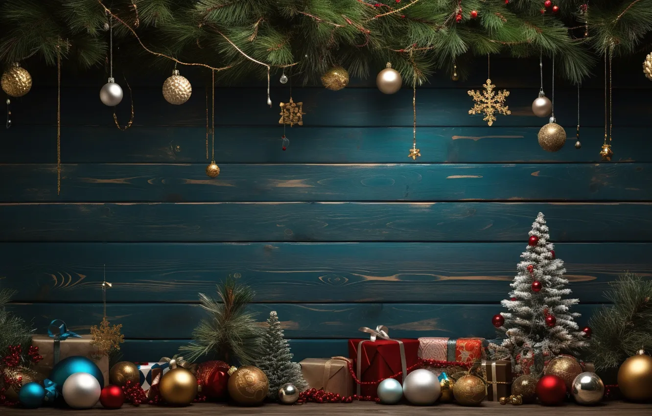 Фото обои украшения, шары, елка, colorful, Новый Год, Рождество, подарки, new year