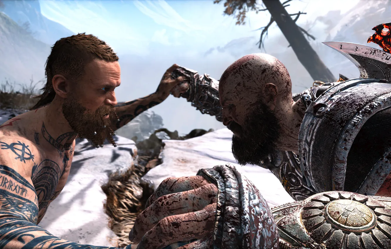 Фото обои Playstation, God of War, Кратос, God of War 4, Santa Monica Studio, Броня Зевса, Бальдр