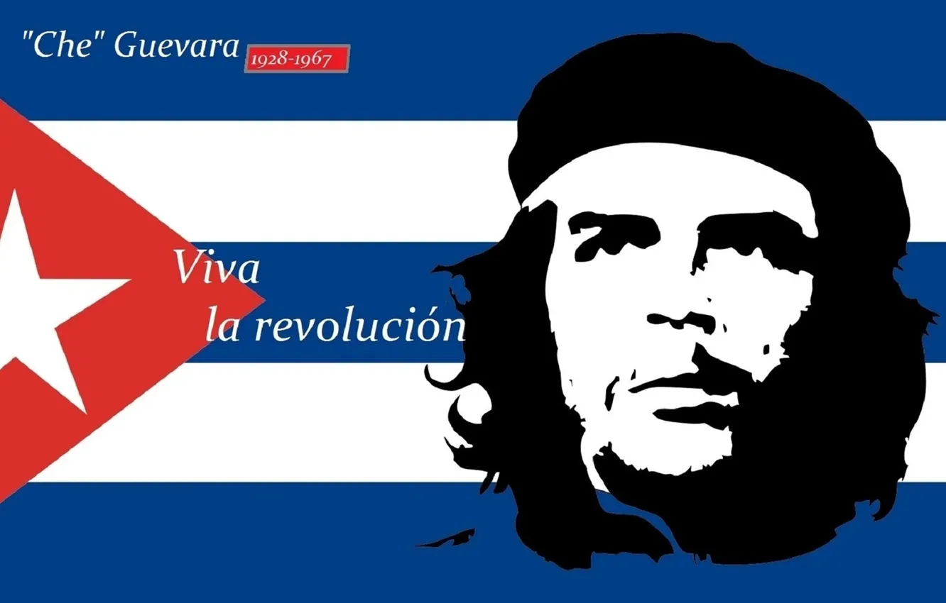 Фото обои Лицо, Флаг, Куба, Че Гевара.
