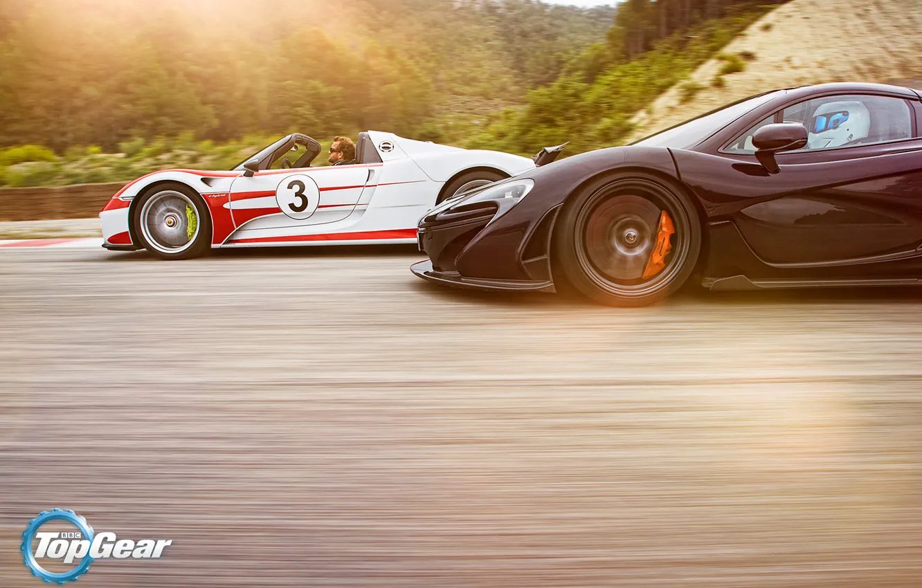 Фото обои McLaren, Porsche, Top Gear, Speed, Sun, 918, Supercars, Spider