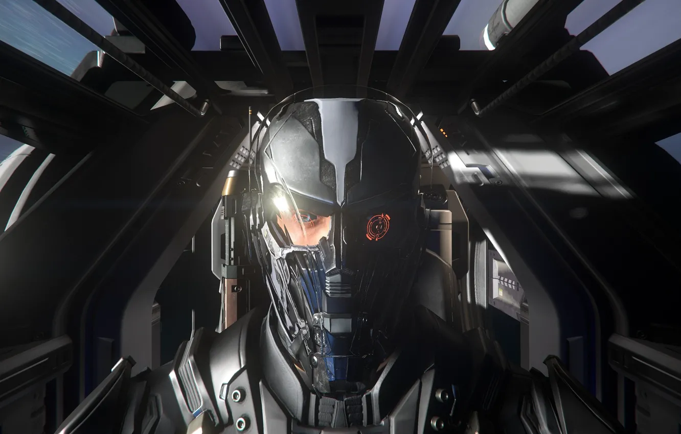 Фото обои шлем, пилот, космический корабль, Star Citizen