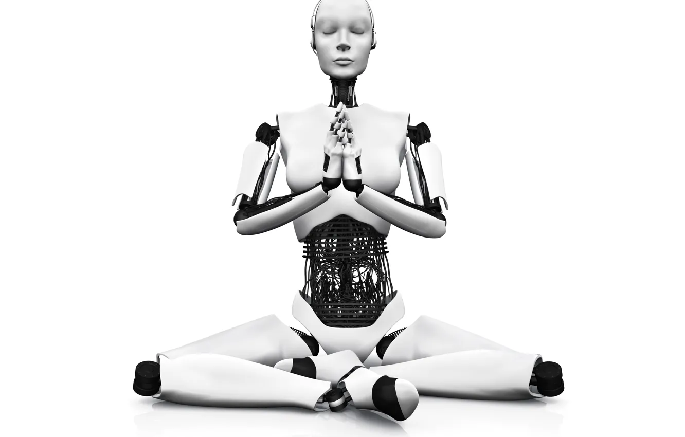 Фото обои white, black, android, yoga
