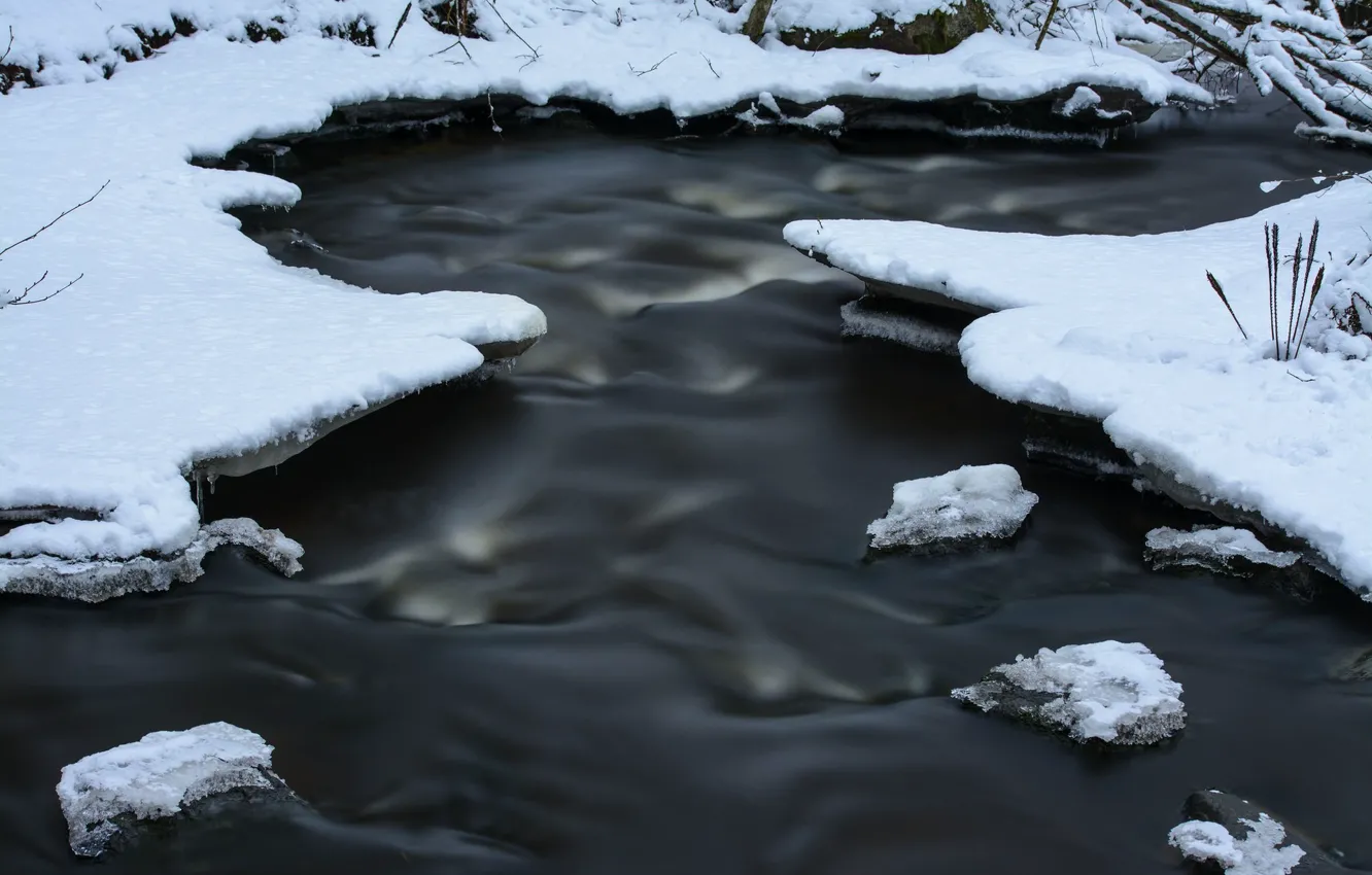 Фото обои лед, зима, вода, природа, ручей, поток, мороз, ice