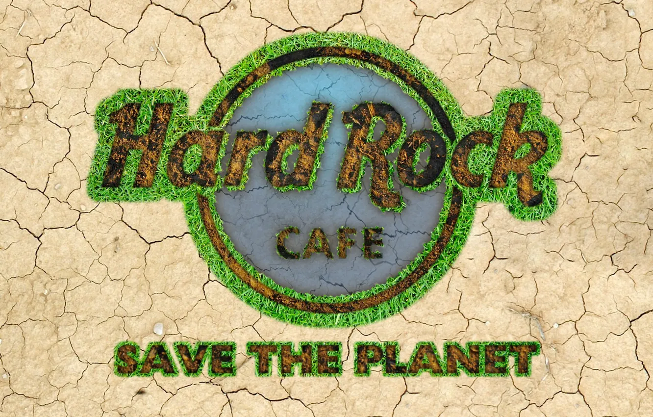 Фото обои logo, typography, artwork, miscellanea, quote, Hard Rock Cafe, Save the Planet
