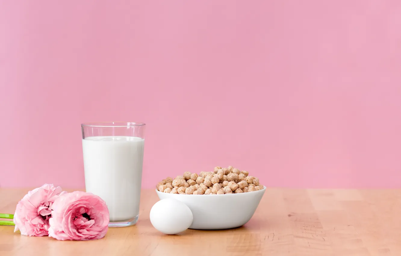 Фото обои шарики, цветы, яйцо, завтрак, молоко