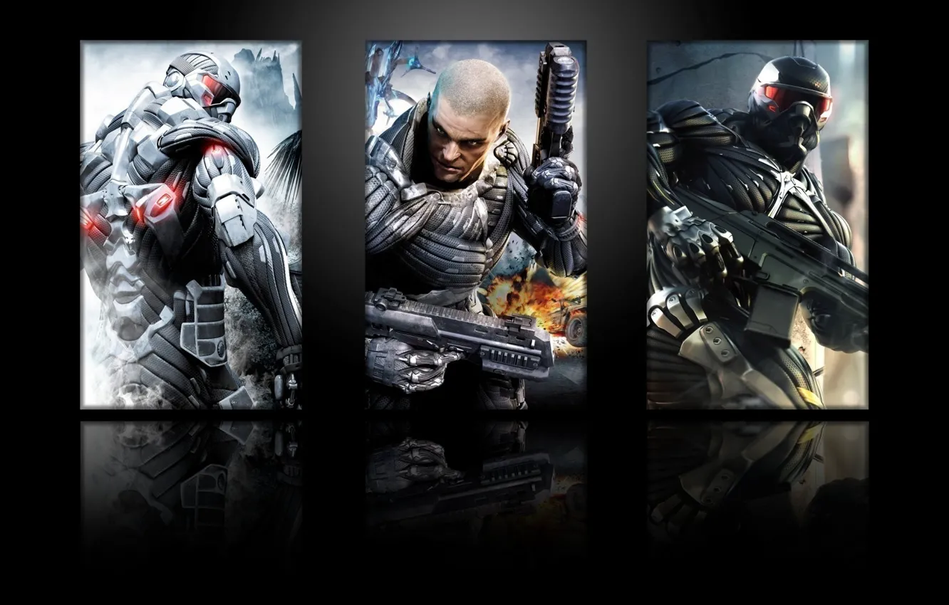 Фото обои explosion, fire, Crysis, flame, gun, pistol, ice, game