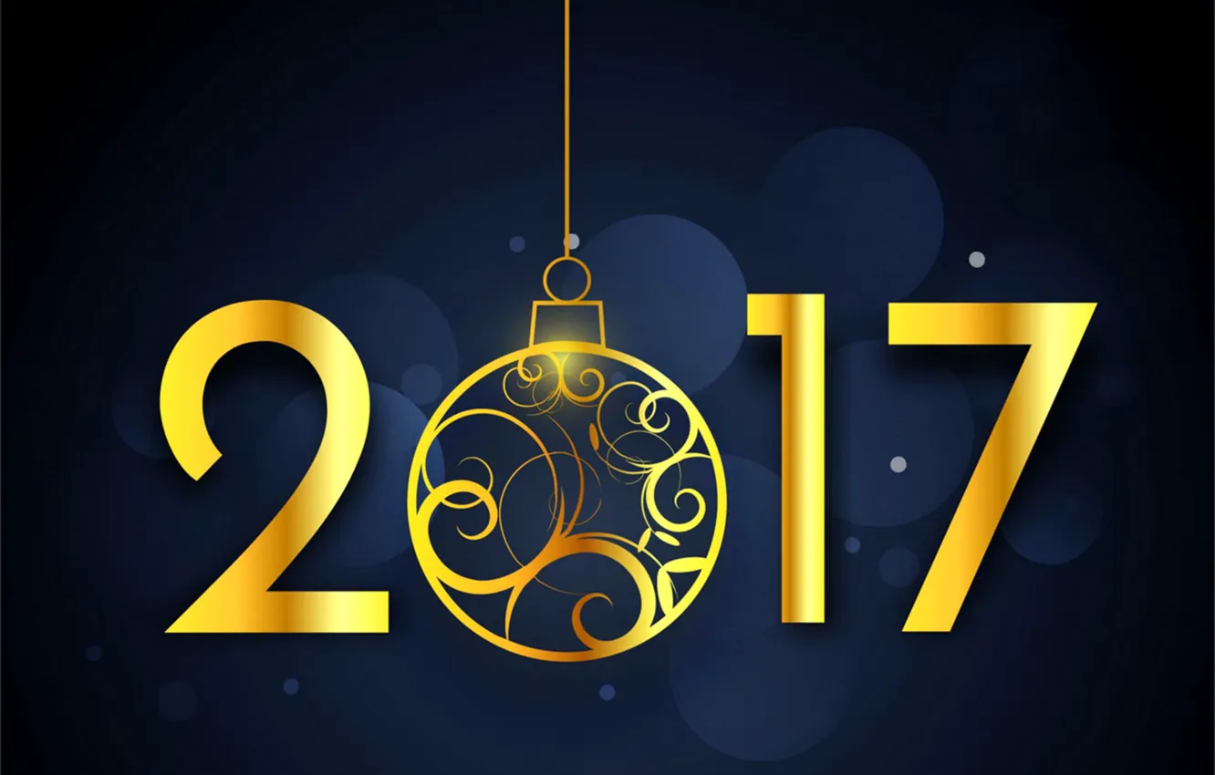 Фото обои новый год, golden, New Year, decoration, Happy, 2017