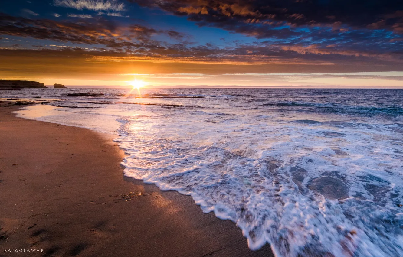 Фото обои песок, пляж, пейзаж, природа, берег, расвет