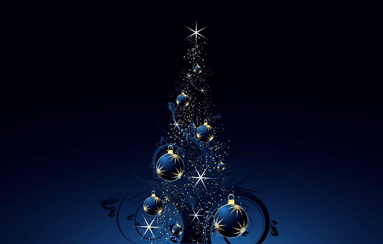 Фото обои звезды, свет, сияние, праздник, елка, новый год, искры, new year