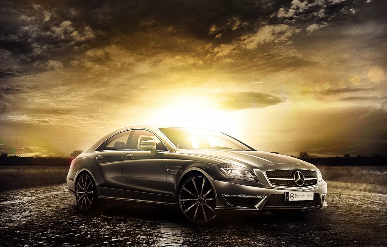 Фото обои Mercedes-Benz, Car, AMG, Sunset, CLS 63, Class, 2014, Premium