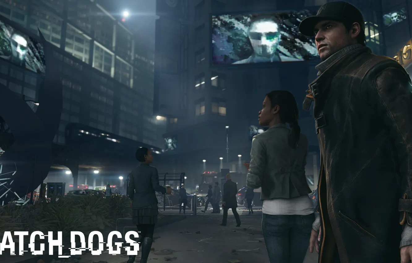 Фото обои улица, Watch Dogs, Сторожевые псы, Aiden Pearce