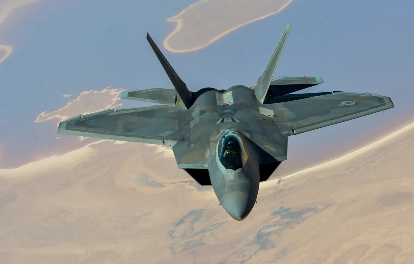 Фото обои F-22, Raptor, ВВС США, Lockheed/Boeing, многоцелевой истребитель пятого поколения