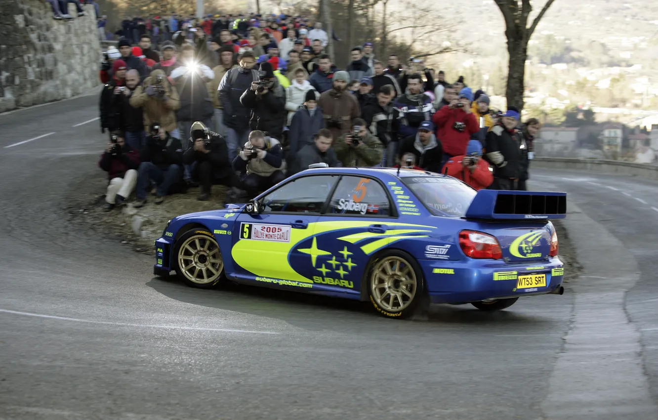 Фото обои Subaru, Impreza, Размытость, WRC, Субару, Импреза, Solberg, Rally