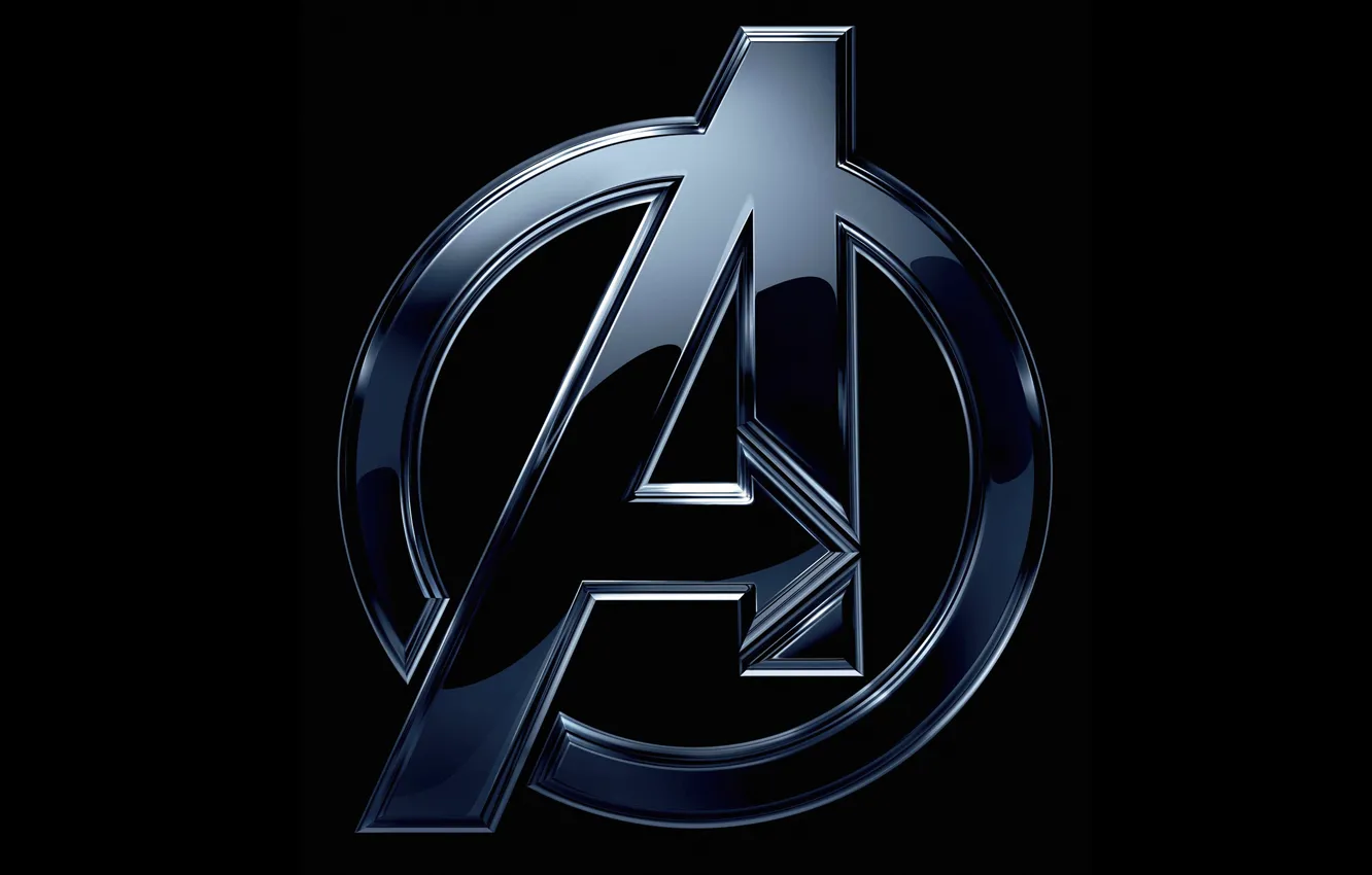 Фото обои фантастика, логотип, черный фон, комикс, MARVEL, Мстители, The Avengers
