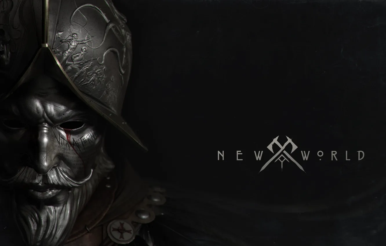 Фото обои axe, blood, armor, helmet, New World