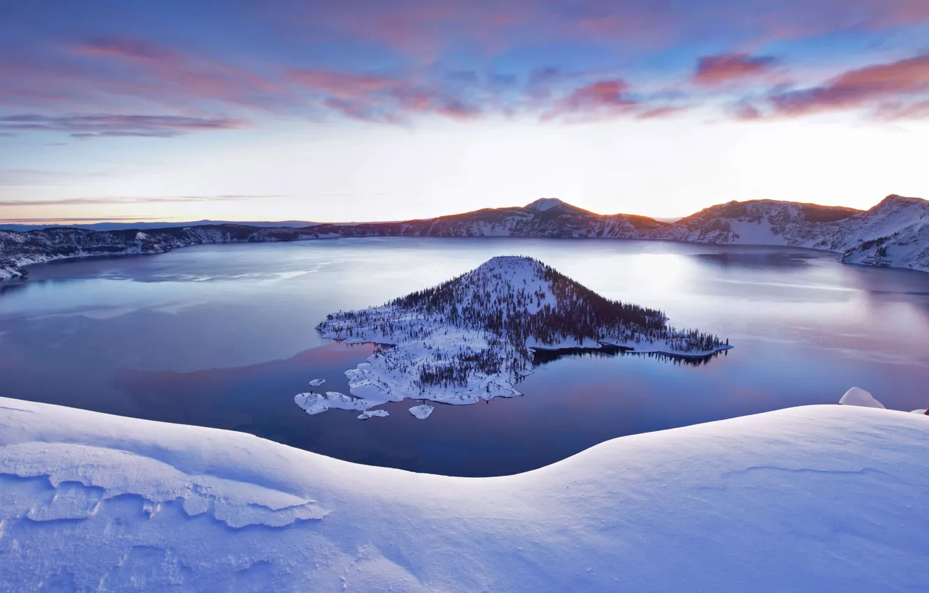 Фото обои остров, Орегон, США, озеро Крейтер