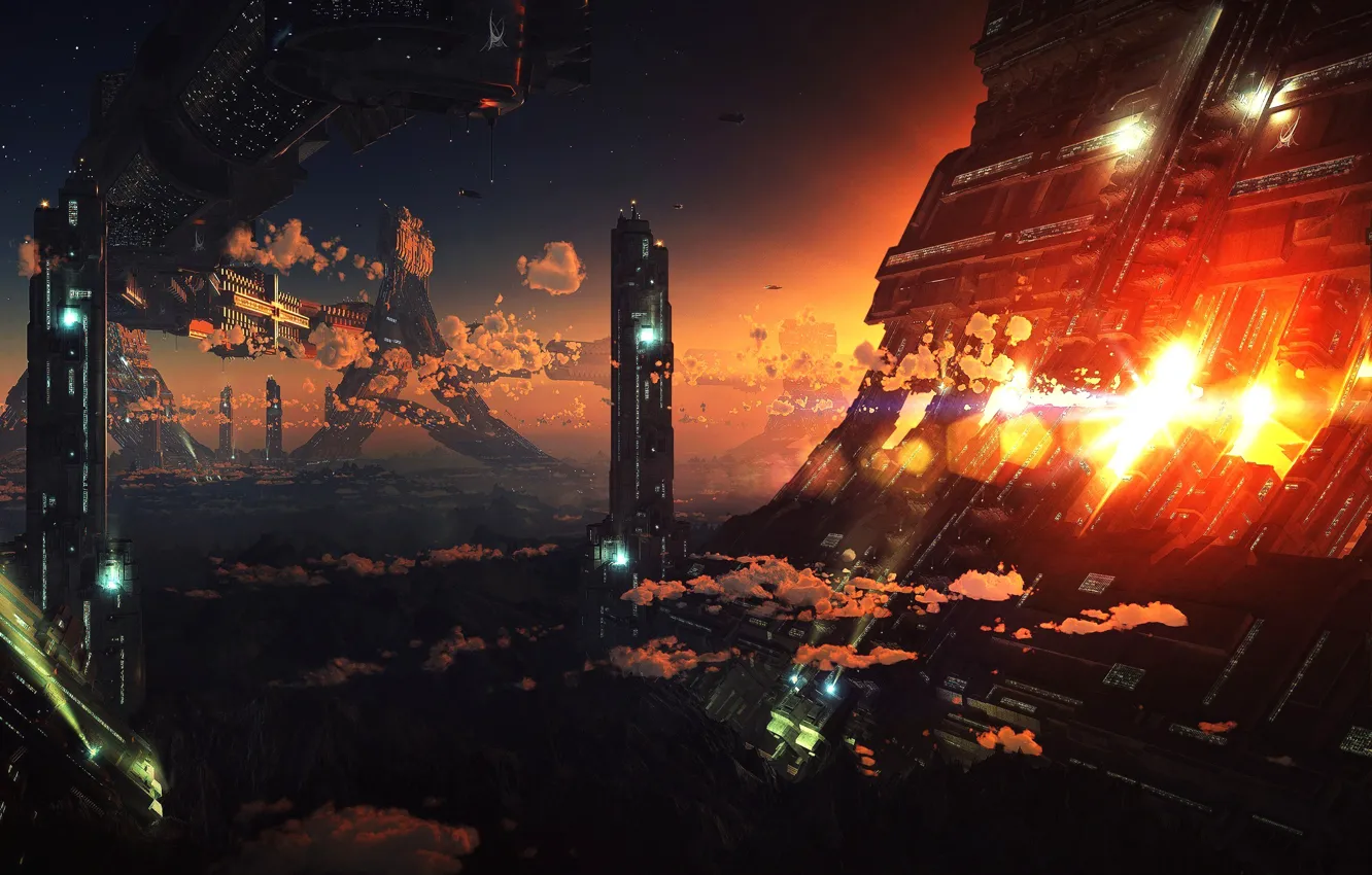 Фото обои city, космическая станция, sci-fi art