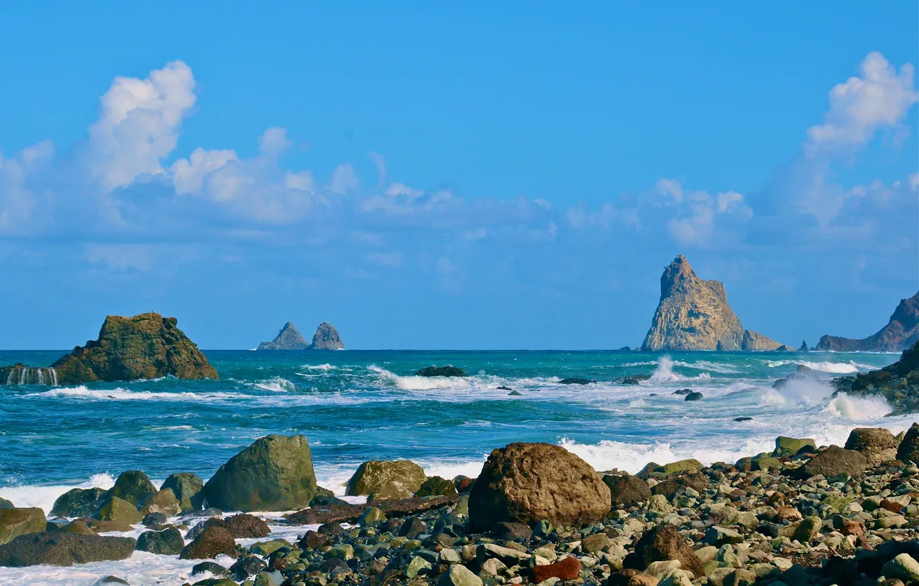 Фото обои море, скалы, Испания, Тенерифе