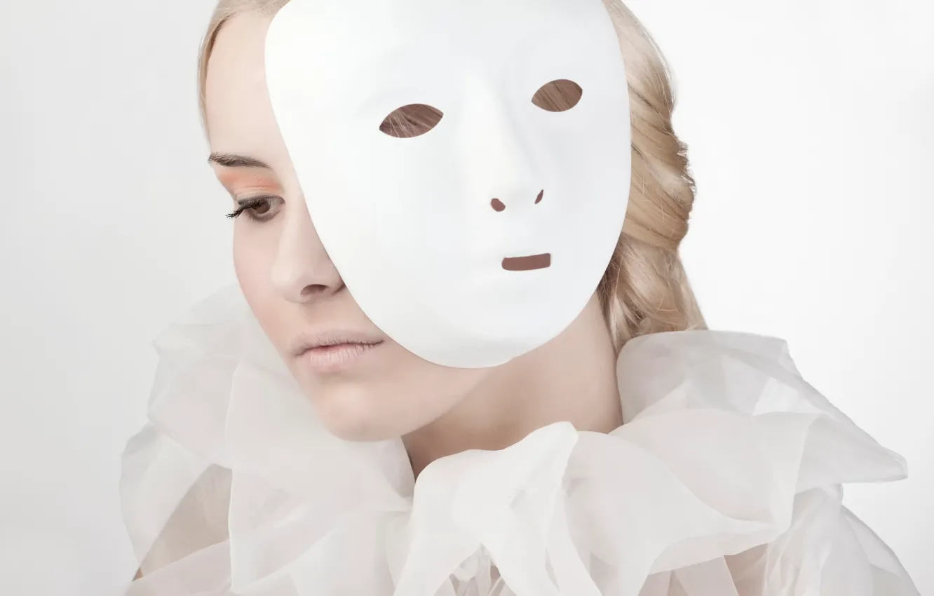 Фото обои девушка, портрет, макияж, маска, behind the mask