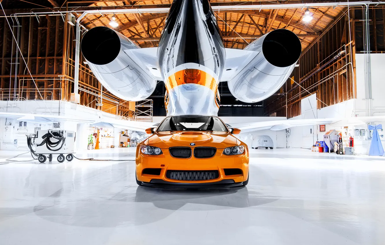 Фото обои BMW, Orange, E92, Airplane, Face, Sight