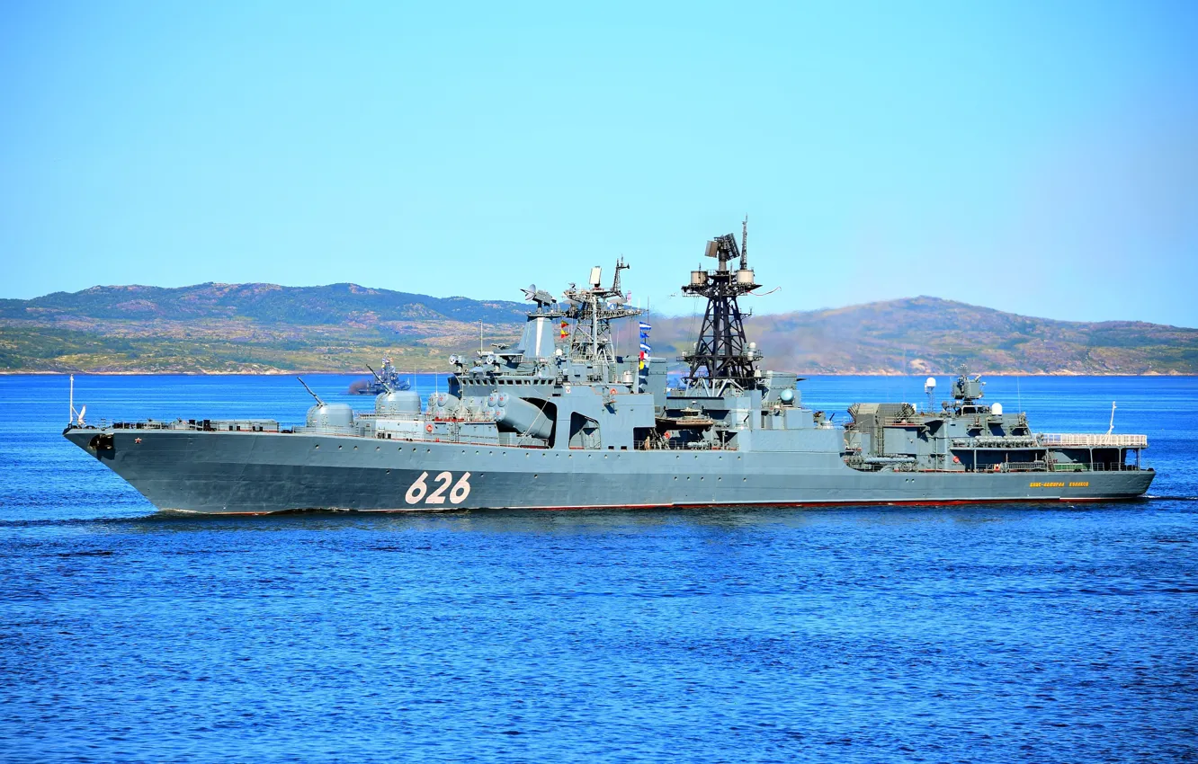 Фото обои корабль, большой, противолодочный, проект 1155, вице адмирал кулаков