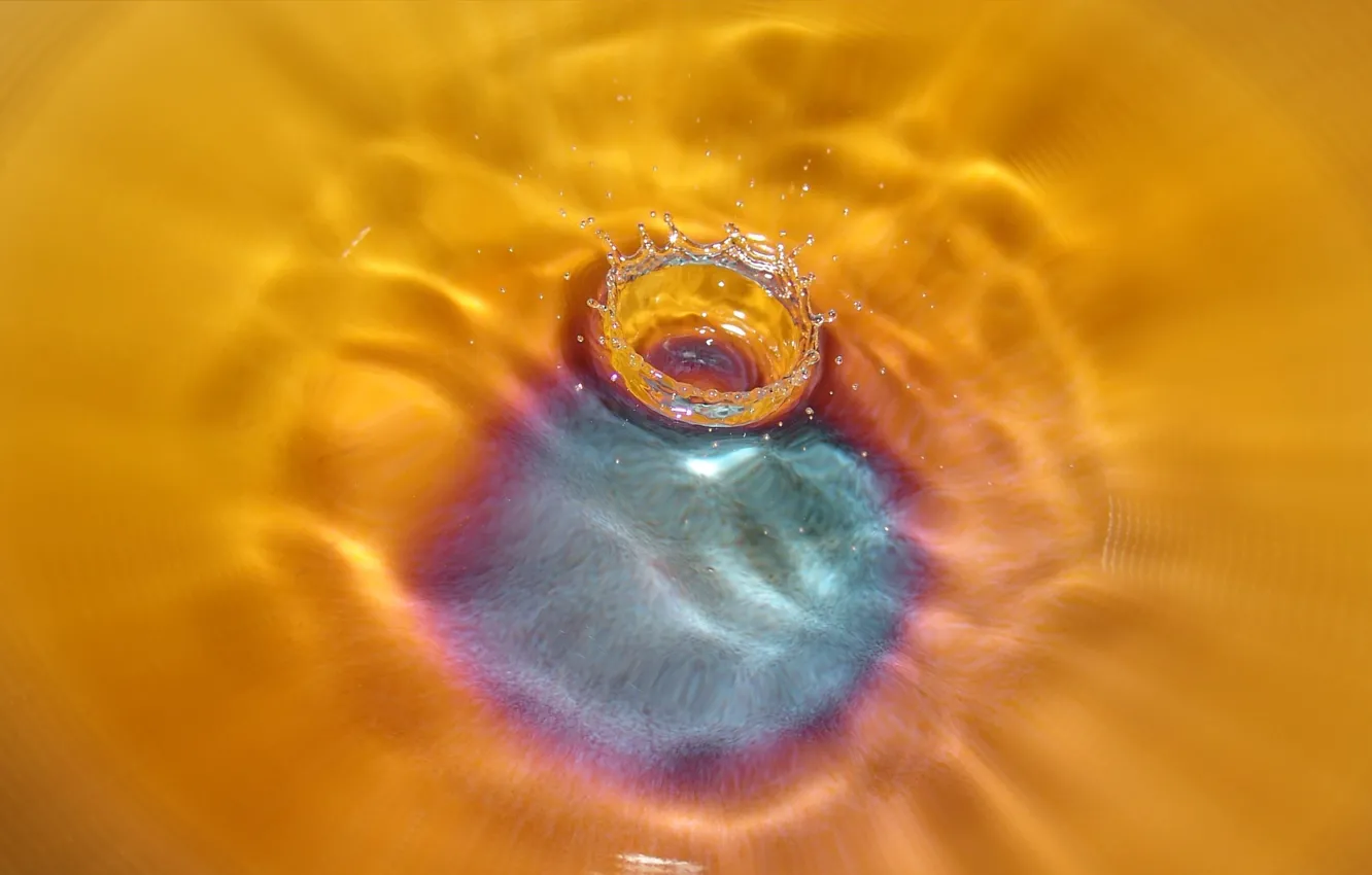 Фото обои вода, оранжевый, капля