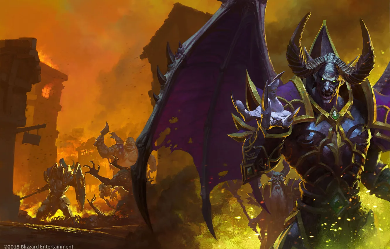 Фото обои крылья, рога, blizzard, art, Warcraft 3, Reforged