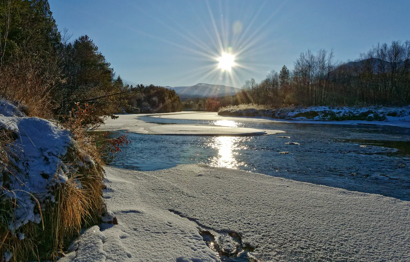 Фото обои зима, Норвегия, речка, Norway, Atna