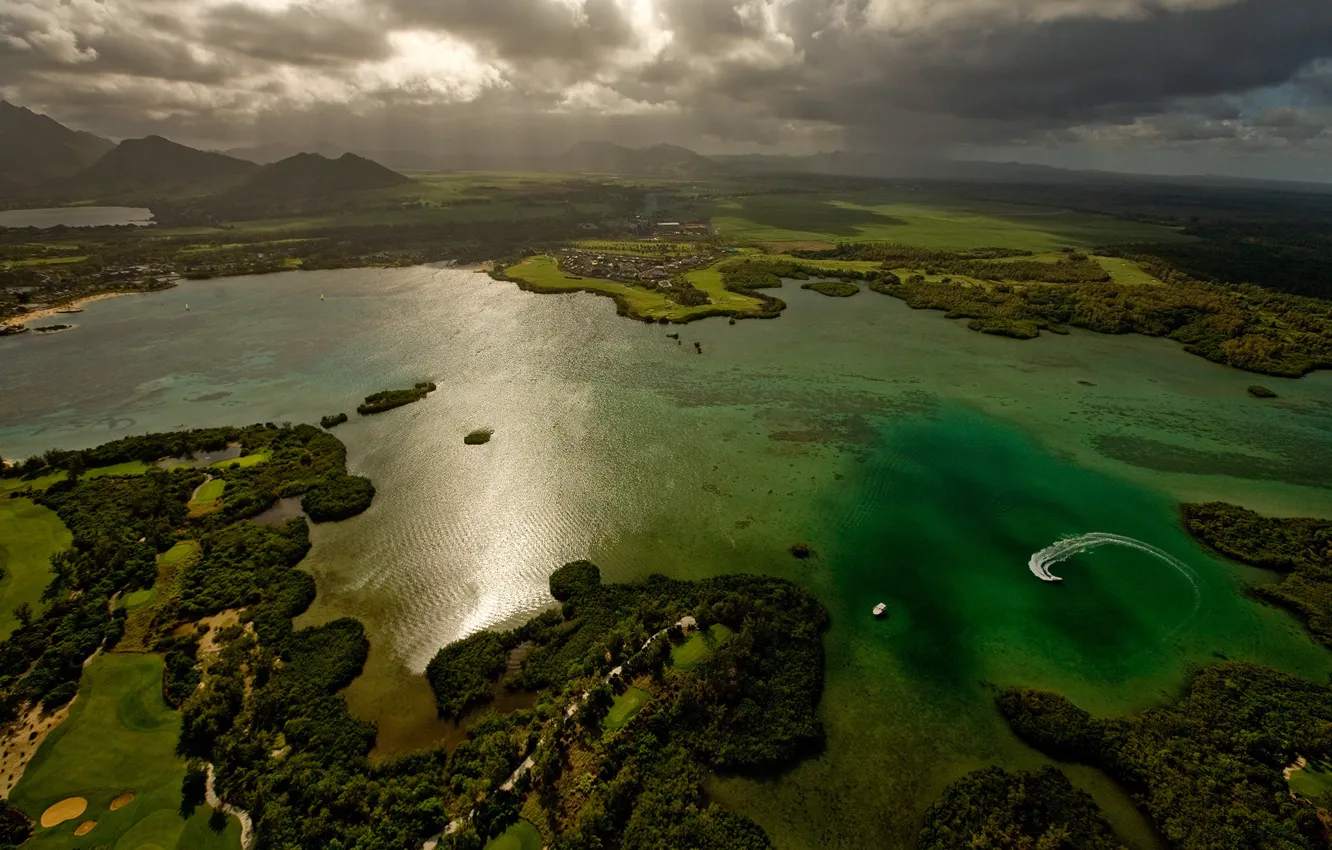 Фото обои острова, океан, Карибы, Mauritius, Escape to nature, панорама. Caribbean