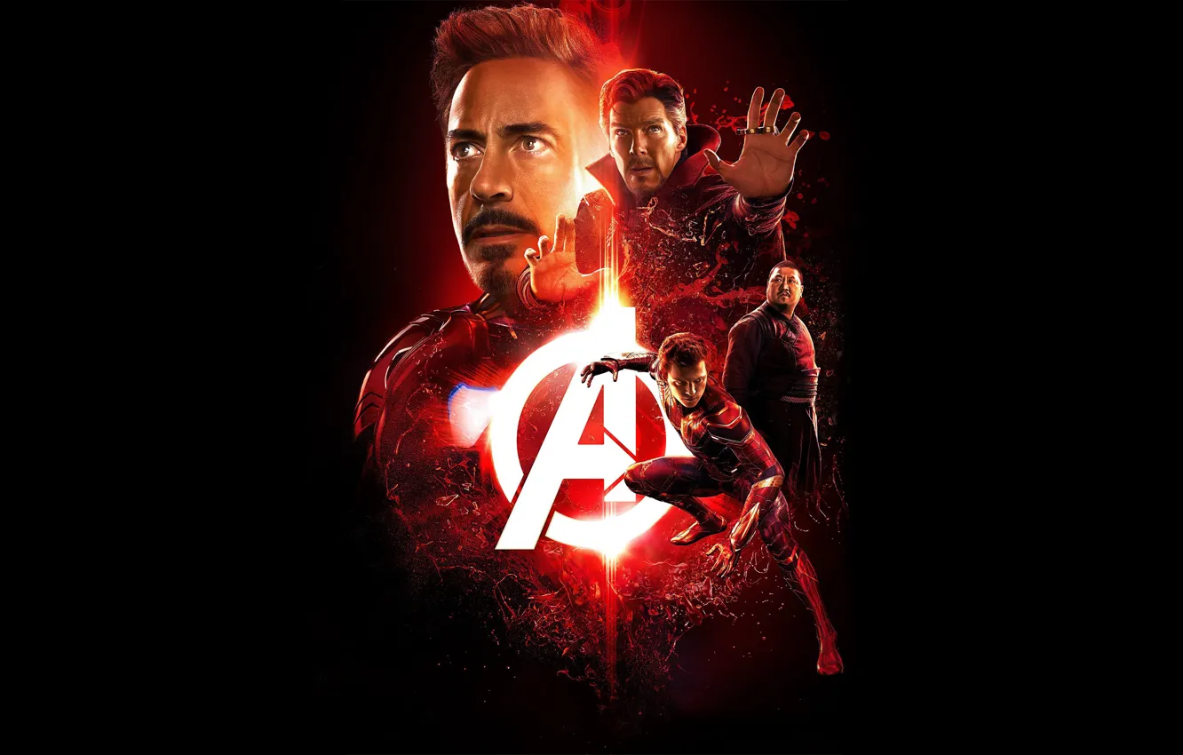 Фото обои фантастика, черный фон, постер, Iron Man, комикс, Бенедикт Камбербэтч, Benedict Cumberbatch, Robert Downey Jr.