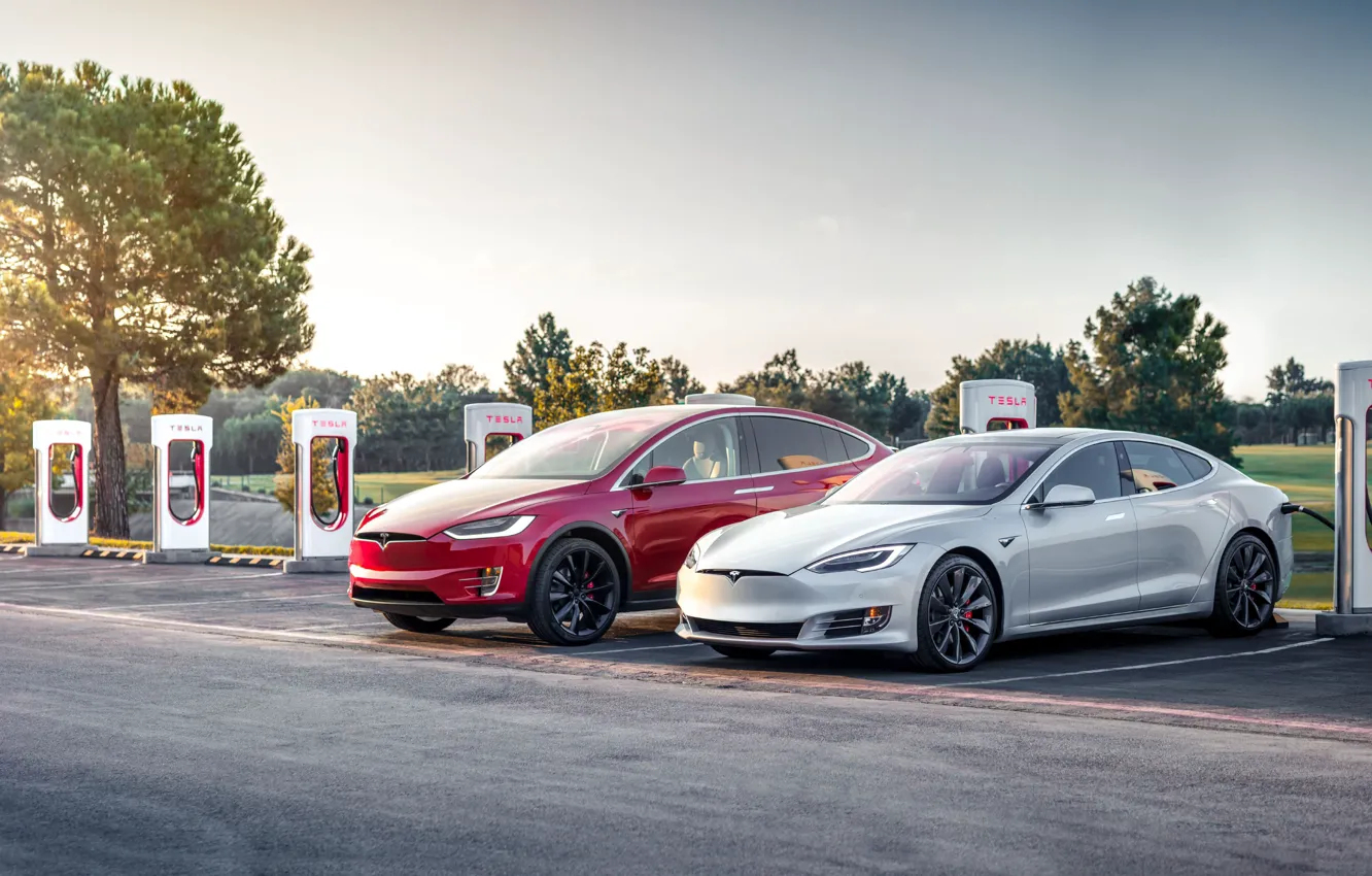 Фото обои USA, США, Tesla, Тесла, Supercharger, Tesla Model S, Tesla Model X