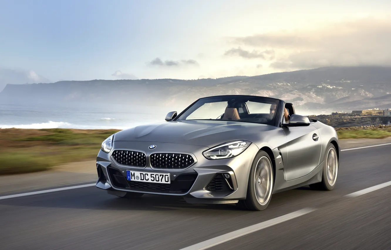 Фото обои серый, берег, BMW, родстер, BMW Z4, M40i, Z4, 2019