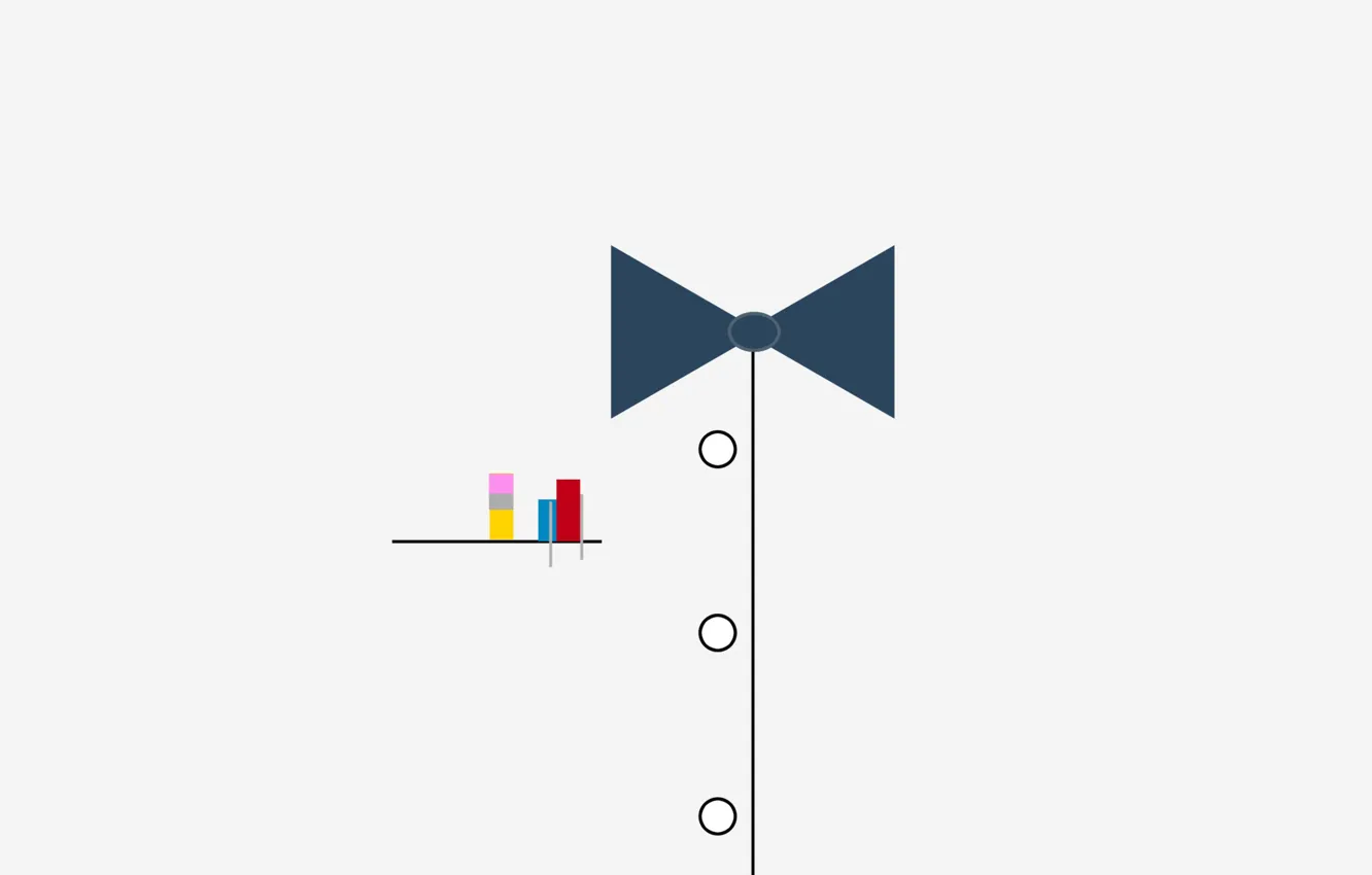 Фото обои minimalism, artwork, pencil, buttons, shirt, simple background, bow tie, pocket