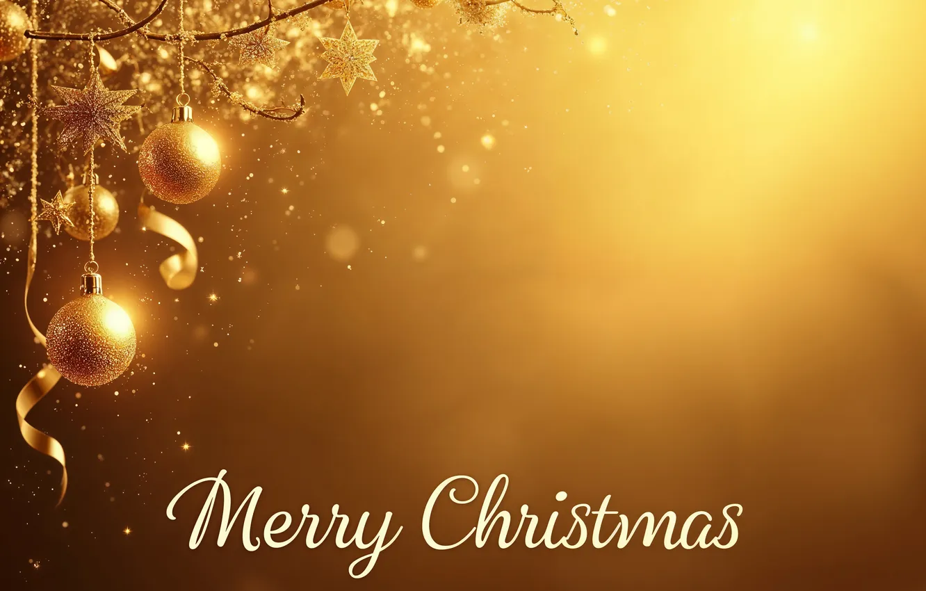 Фото обои украшения, фон, шары, Рождество, Новый год, golden, new year, Christmas