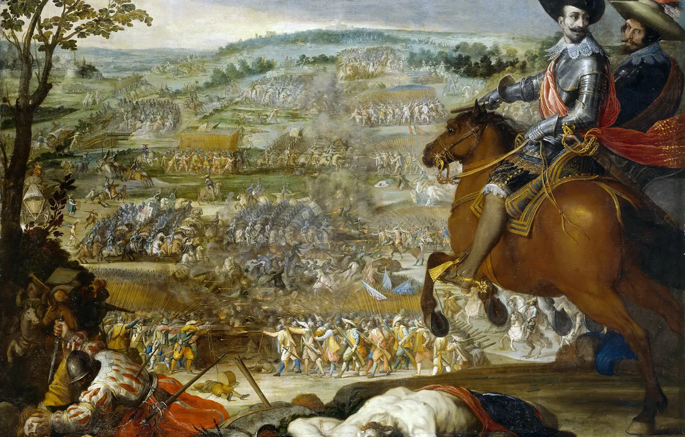 Фото обои картина, армия, сражение, батальный жанр, Винченцо Кардуччи, Победа в Битве при Флерюсе
