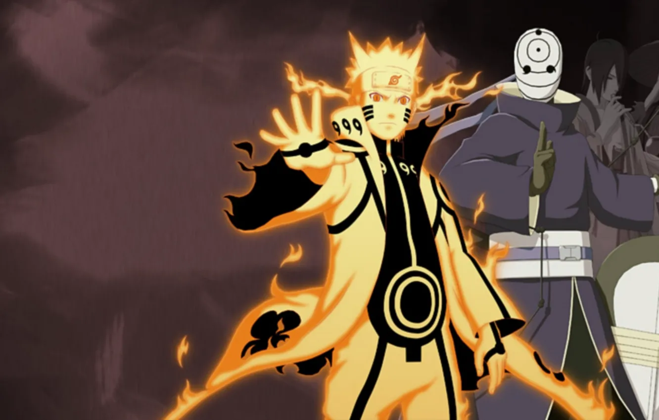 Фото обои Naruto, Тоби, Мадара, Обито, чакра девятихвостого