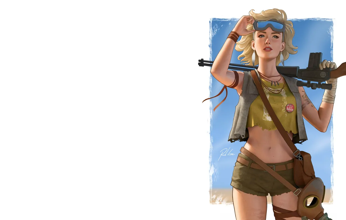 Фото обои девушка, оружие, арт, Rob Vital, Wasteland girl v2.1