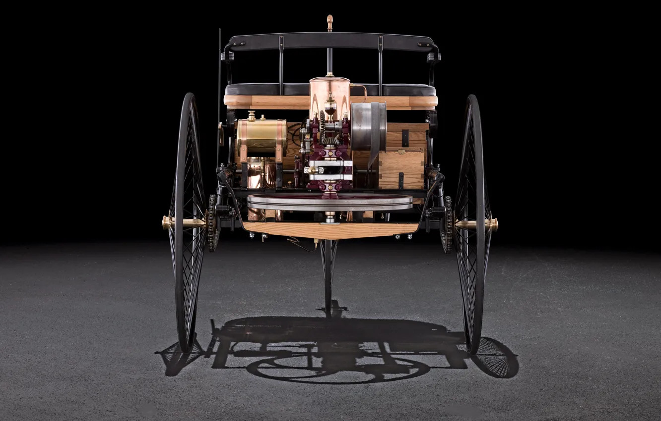 Фото обои Benz, 1885, Benz Patent Motorwagen, Typ I, Карл Бенц, Motorwagen, Patent, Автомобиль Бенца