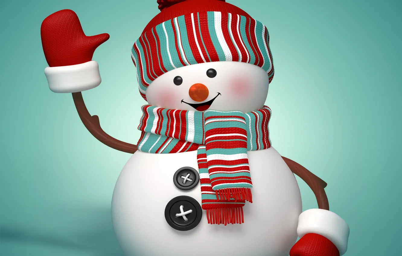 Фото обои Новый Год, Рождество, снеговик, Christmas, winter, New Year, cute, snowman