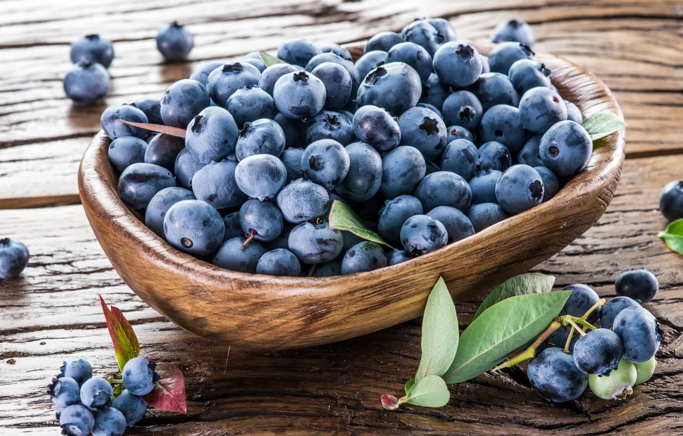 Фото обои ягоды, черника, корзинка, fresh, wood, blueberry, berries