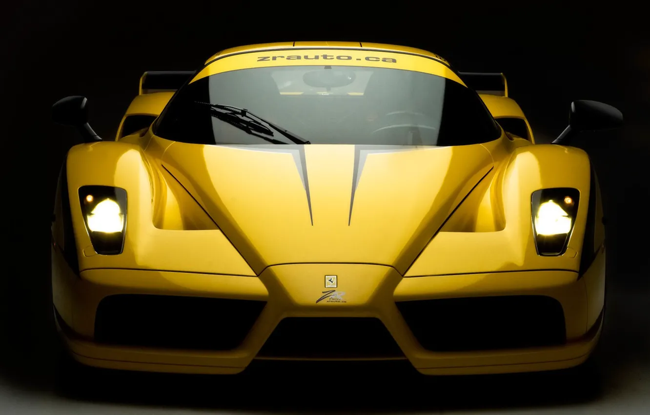 Фото обои желтый, фары, Ferrari, Evolution, Enzo