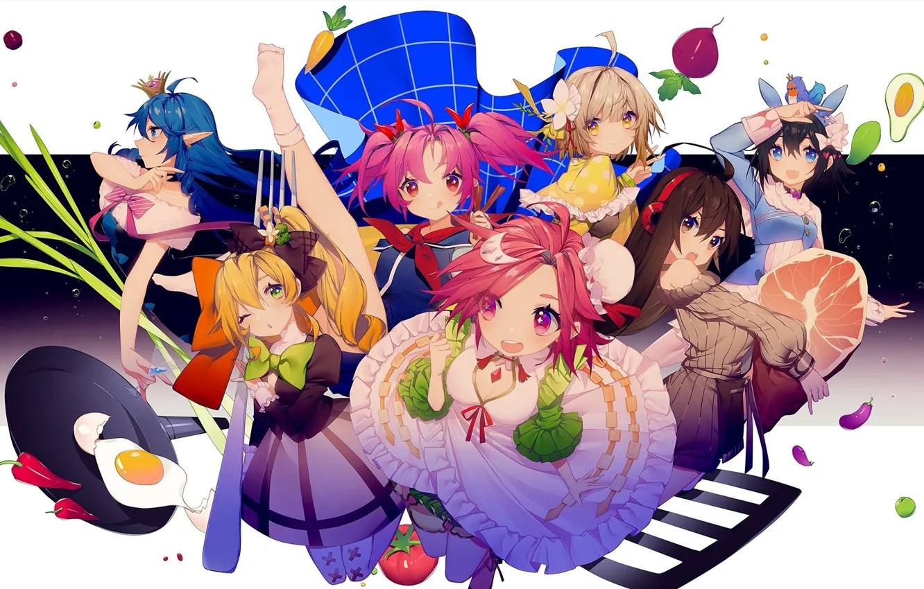 Фото обои dress, anime, food, asian, manga, japanese, bishojo, seifuku