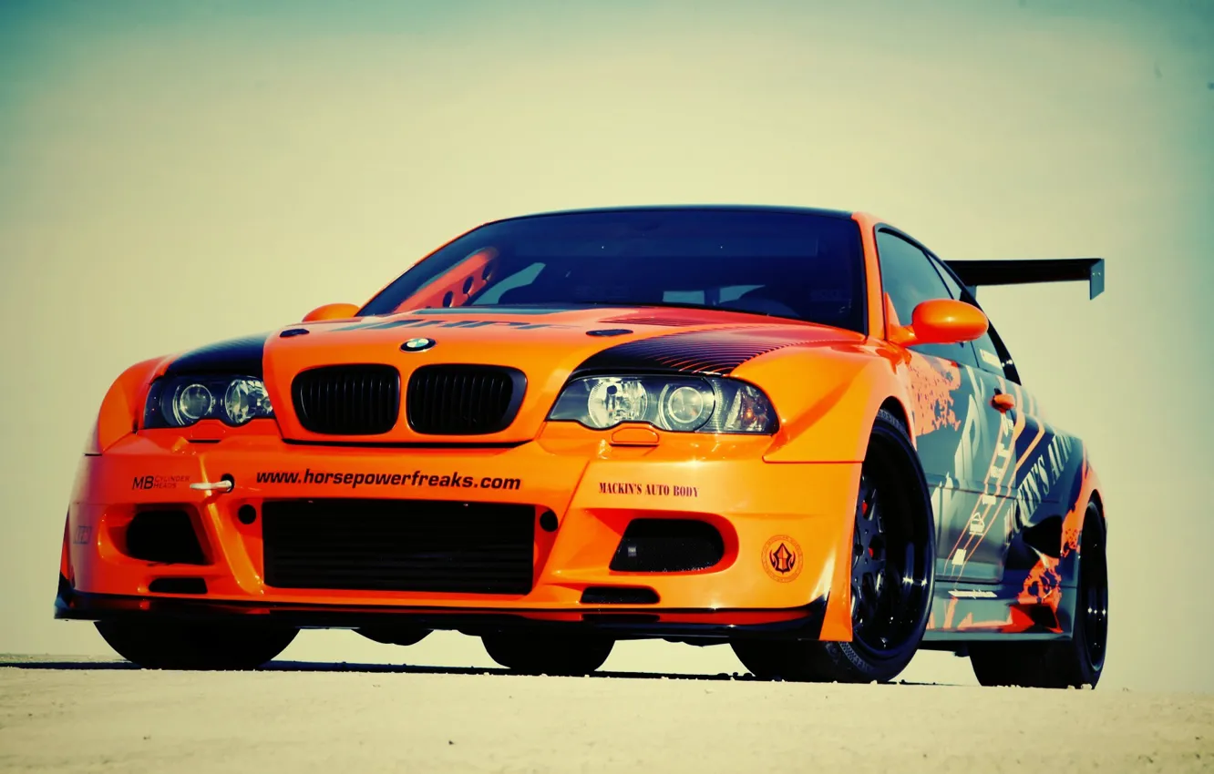 Фото обои car, машина, авто, bmw, бмв, оранжевая, e46