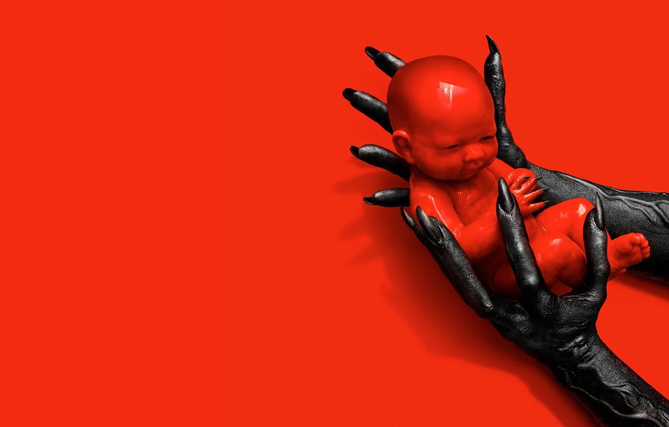 Фото обои demon, red, blood, devil, baby, evil, hand, fingers