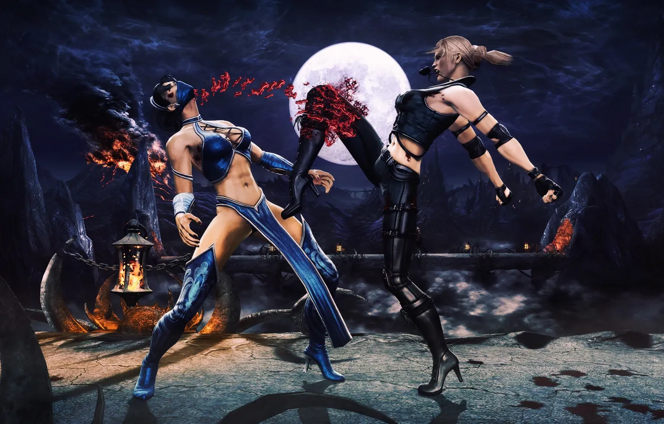 Фото обои Mortal Kombat, китана, Смертельная битва, kitana, Sonya Blade, Соня Блейд, Мортал комбат