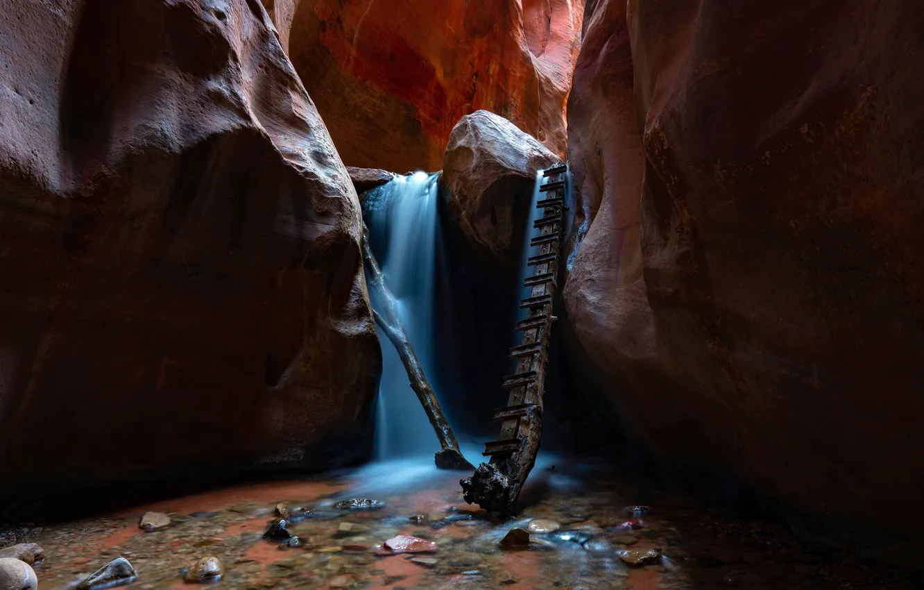Фото обои пещера, Юта, USA, США, Antelope Canyon, Cave, каньон Антилопы, Kanarraville Falls