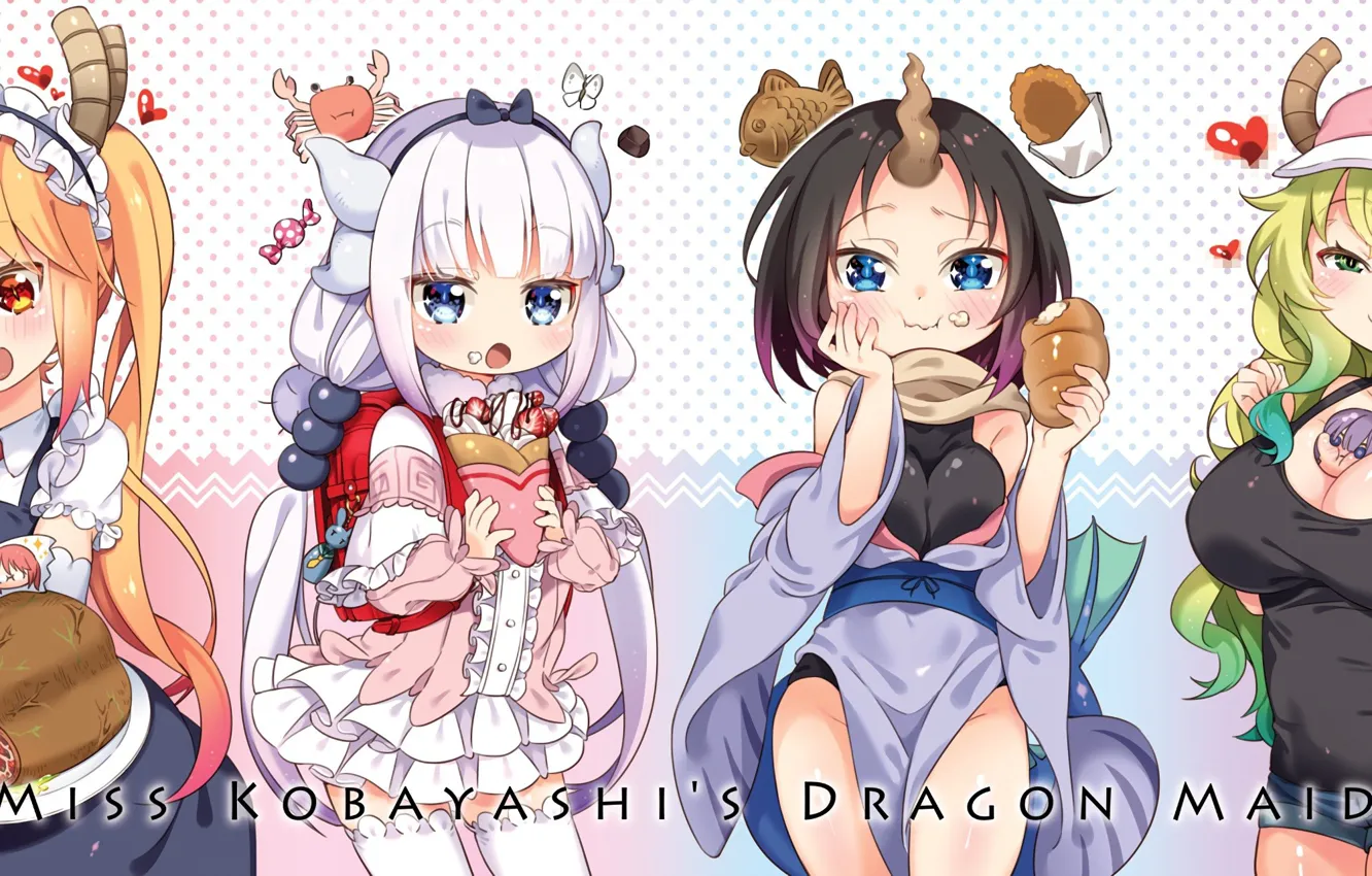 Фото обои kawaii, girl, anime, chibi, dragon, cute, japanese, oppai