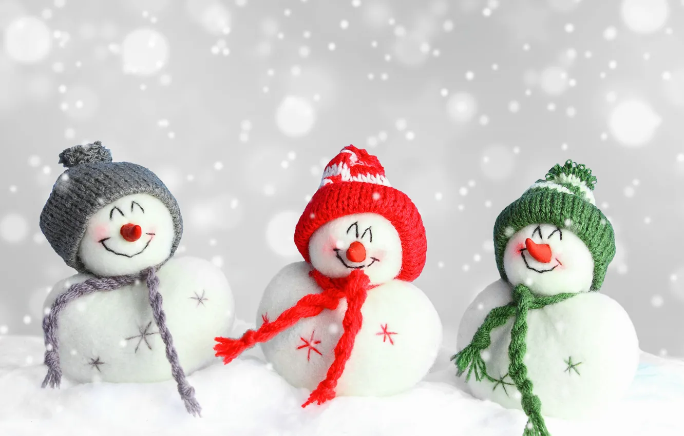 Фото обои Новый Год, Рождество, снеговик, Christmas, winter, snow, Merry, decoraton