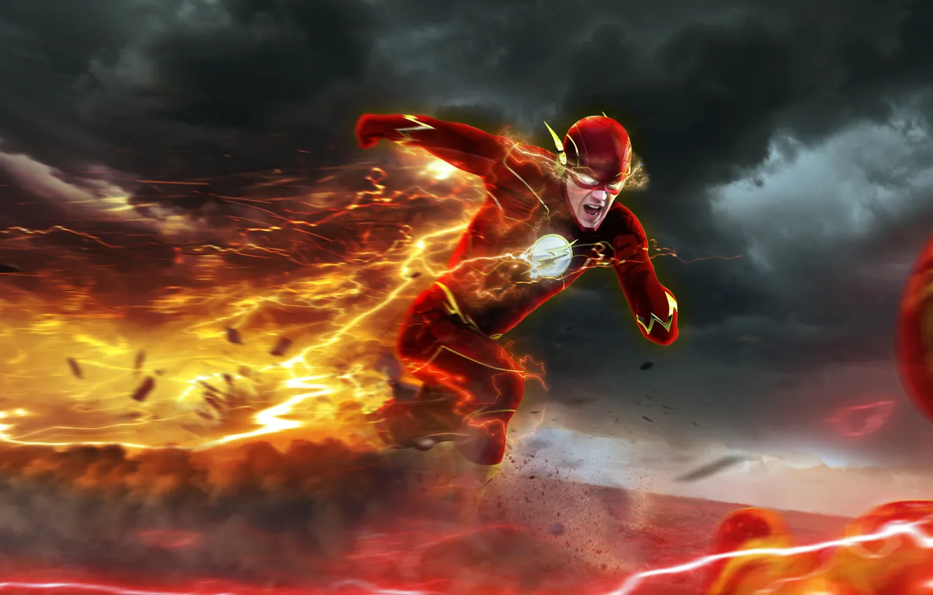 Фото обои погоня, art, flash, The Flash, Barry Allen, Reverse-Flash, Professor Zoom, Eobard Thawne