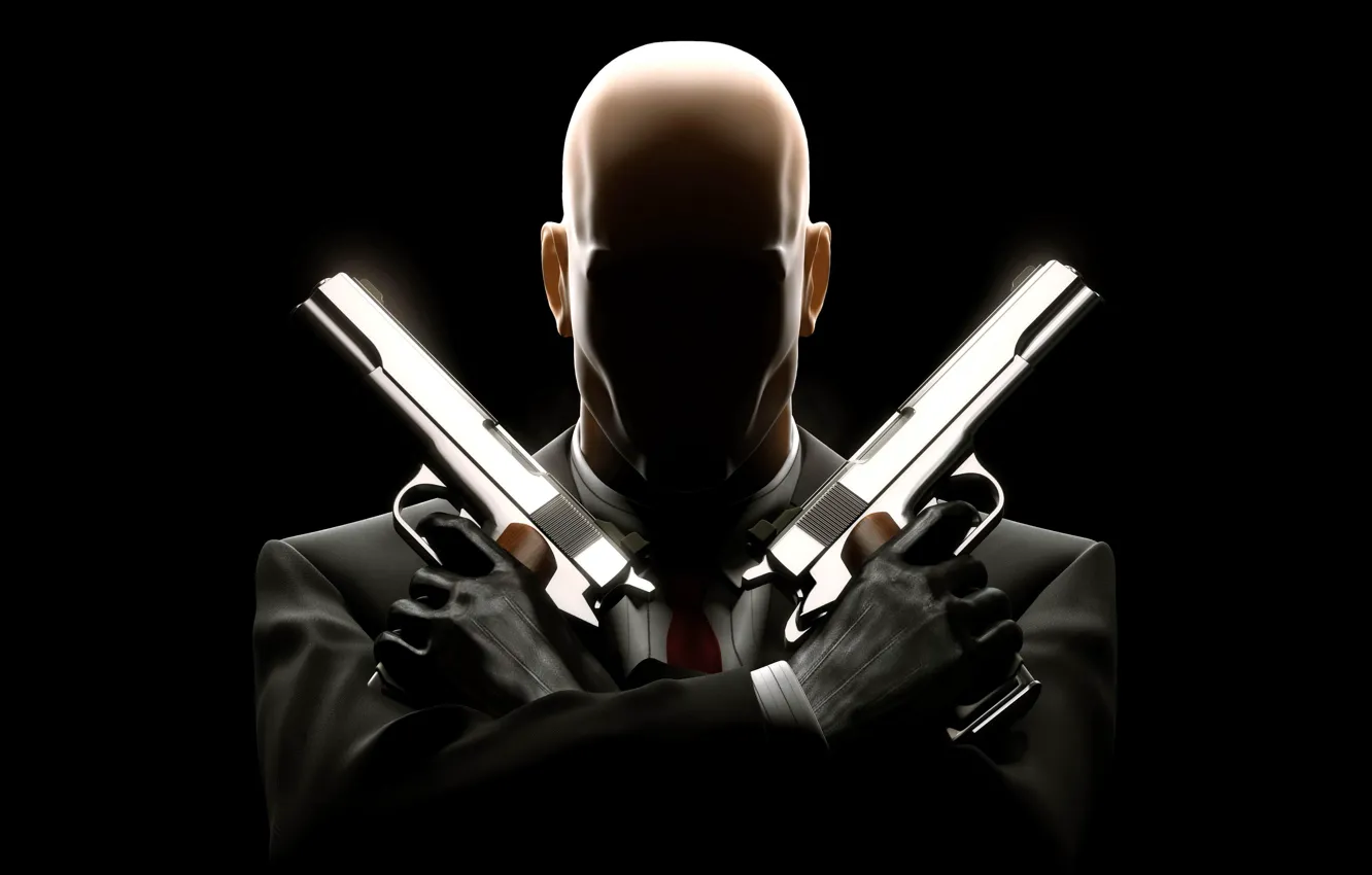 Фото обои Hitman, Darkness, Assassin, Guns, 1911, Blood Money, Weapon, Agent 47